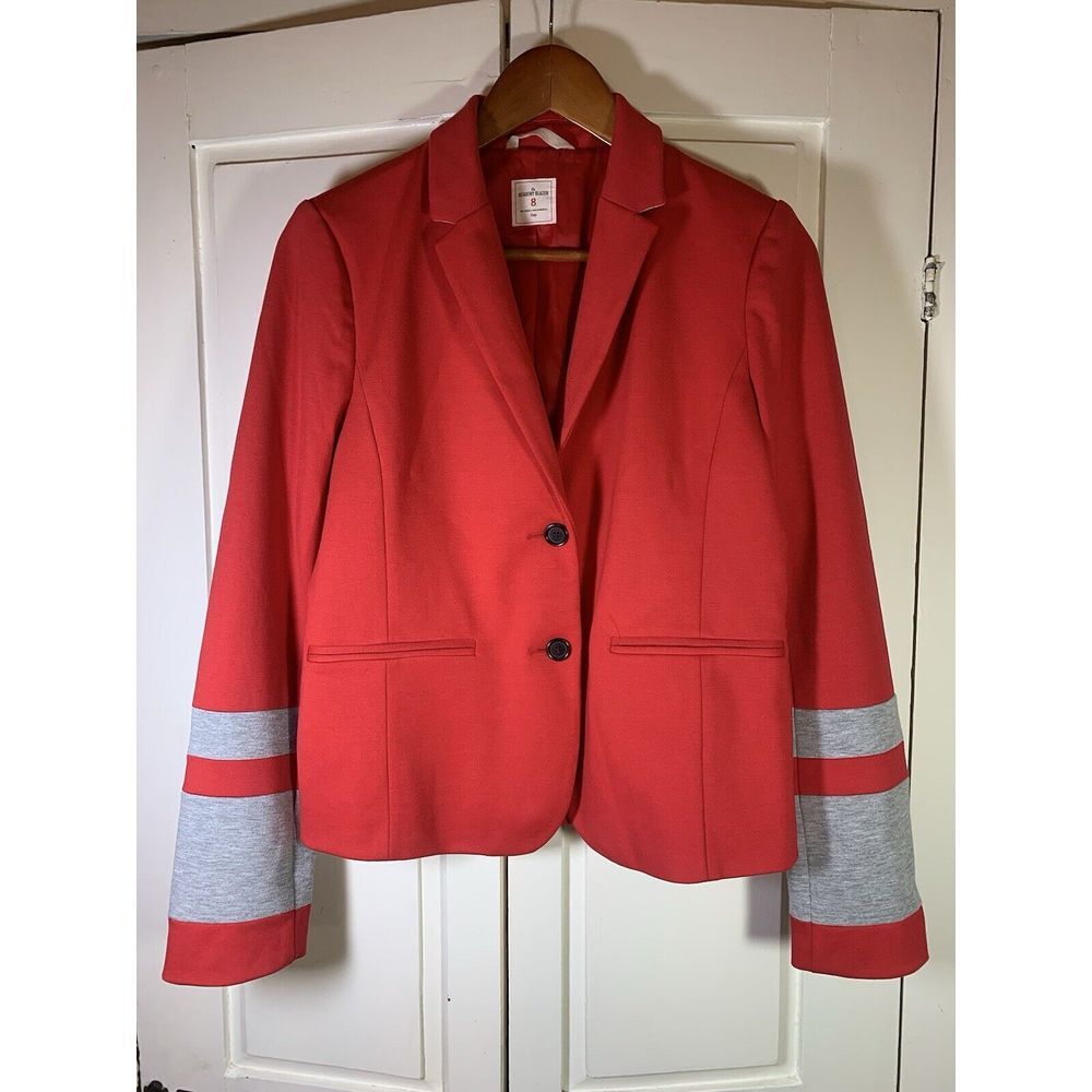 Gap Academy Blazer Womens 8 Red Gray Stripes Collegiate Academia Retro Preppy - Picture 2 of 16